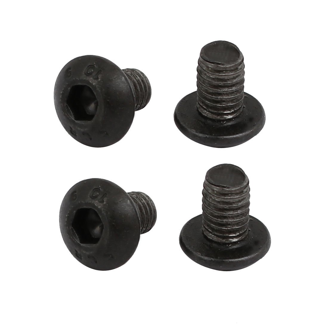 Sourcingmap 4pcs M4x6mm 10.9 Grade Hex Socket Reverse Left Hand Thread Screw Bolt Black
