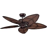 kathy ireland HOME [CF621VNB] Batalie Breeze Outdoor Ceiling Fan, 52 Inch | Large Metal Fixture with Palm Leaf Blades, Quiet 