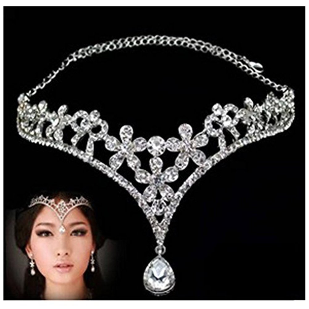 binlunnu matrimonio cristallo donna fiore Decor Corona Archetto Tiara Copricapo