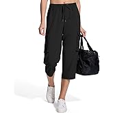 UPGET Women's Cargo Capris Pants,Quick Dry Stretch Hiking Pant with 6 Pockets for Travel Casual Outdoor Walking Camping
