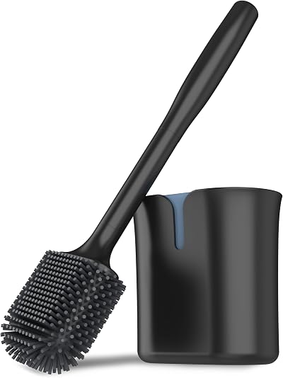 MR.SIGA Toilet Bowl Brush and Holder Black Wall Mount 1 Pack