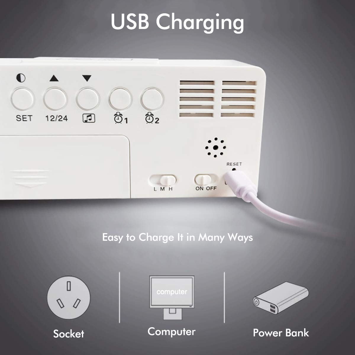 CHEREEKI Reloj Despertador Digital, Relojes de Pantalla LED de 4.6\