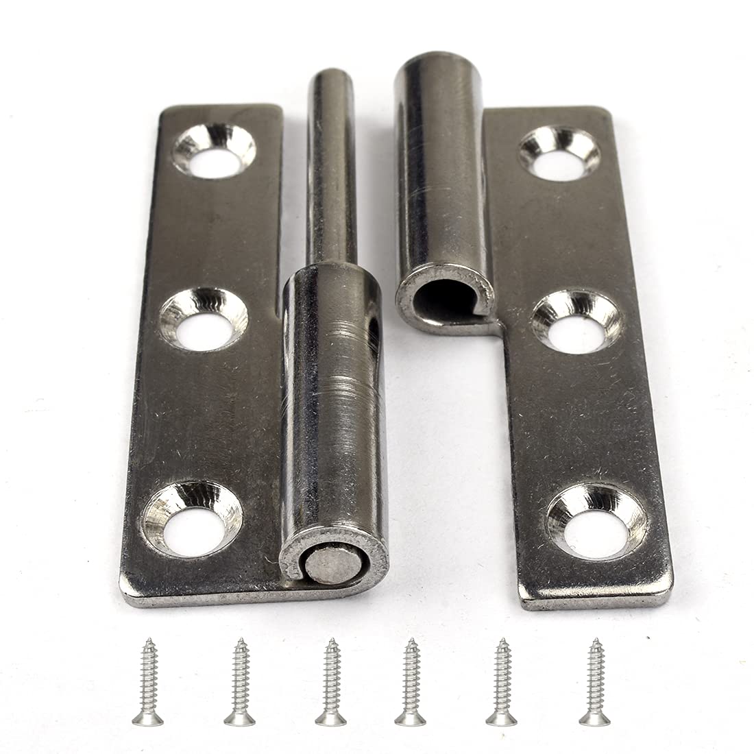 4Pcs 2.5" Detachable Stainless Flag Hinge, Rising Butt Left Handed Lift-Off Hinge