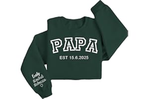 MAIWELL Personalized Fathers Day Birthday Gifts for Dad Grandpa Custom Embroidered Dad Sweatshirt for Men with Name On Sleeve