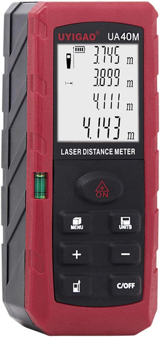 Professional Laser Distance Measure,UYIGAO 131Ft/40M Portable Measuring Tool for Distance, Volume, Pythagorean Mode, ±1.5mm Accuracy Laser Distance Meter Carry Pouch Included