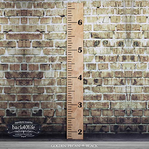 Back40Life | 60" Premium Engraved Wood Growth Height Chart Ruler - The Establishment (Pecan stain + Black) - Thumbnail 2