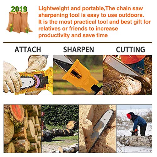 LIUMY Chainsaw Sharpener, Chainsaw Teeth Sharpener Work Sharp Chain Saw Sharpener Chain Saw Blade Sharpener (Fit for Chainsaw Bar with 2 Holes) - Lightweight, Portable and Safe