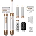 ZCVTBYE 7-in-1 Air Styling System: High-Speed 110000 RPM Blow Dryer, Hot Air Brush Straightener, Curling Wand, and Volumizer (White)