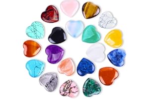 UFEEL 20pcs Natural Crystal Heart Love-Shaped Healing Stones Polished Rocks Cute Mini Palm Chakra Gemstones Reiki Energy Balancing Stone for Meditation Birthday Gift 0.8 inch(20mm)
