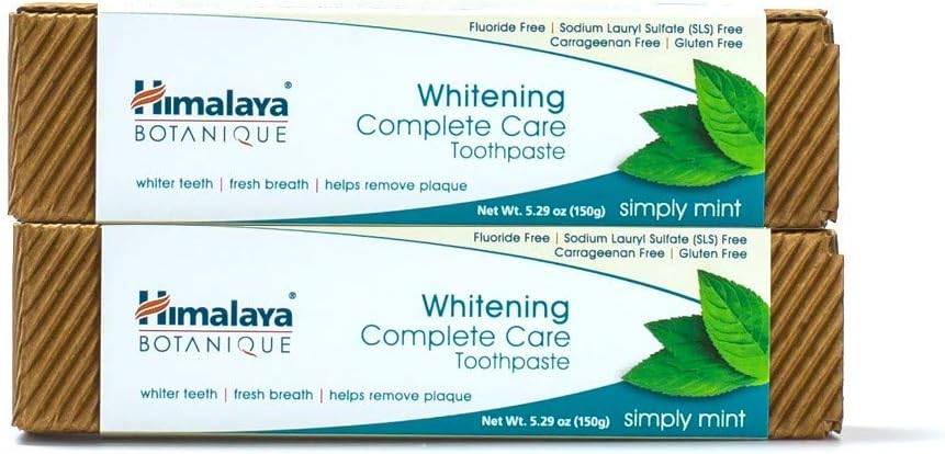 Himalaya Botanique Complete Care Whitening Toothpaste, Simply Mint, for a Clean Mouth, Whiter Teeth and Fresh Breath, 5.29 oz, 2 Pack: Health & Personal Care