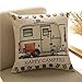 Do4U Printed Cotton Linen Square Happy Campers Pattern The Campers Gifts Sofa Simple Cushion Pillow Cover Cases 18x18 Inches Birthday Gift Campers Gifts