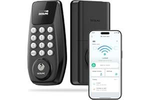 DESLOC Smart Lock C100 Plus, Built-in WiFi Keyless Entry Door Lock with Display, Keypad Deadbolt for Front Door, App Remote C