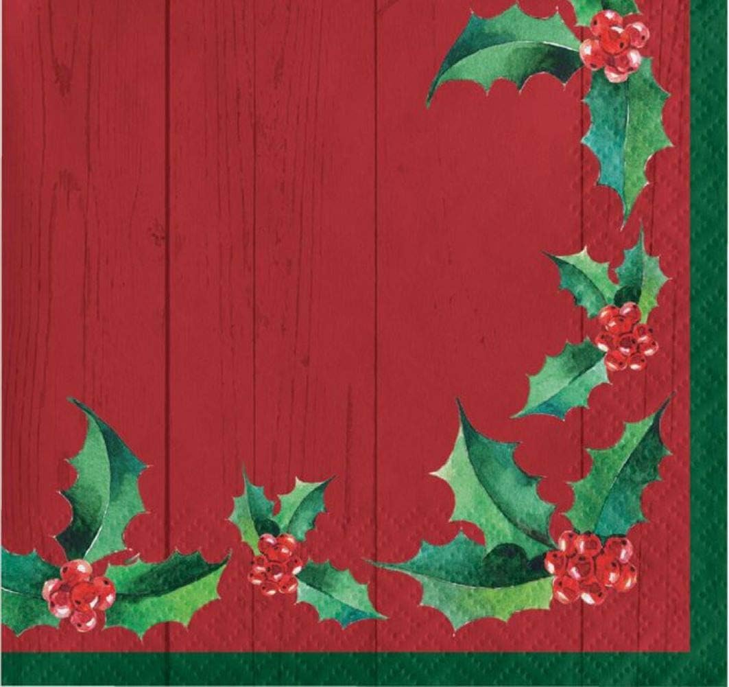Christmas Cocktail Napkins – Disposable Red Party Napkins – Set of 48 Count Bulk Pack, For Holiday Dinner Parties