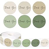 Whaline 1000Pcs Sage Green Thank You Stickers Roll Green Nude Small Business Thank You Sticker 1.5 Inch Thankful 6 Colors Envelope Seals Paper Decals for Baby Shower Party Craft Gift Decor