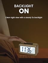 aboveClock Digital Alarm Clock Beech Wood Bedside Clock Large LCD Temperature 3 view 3