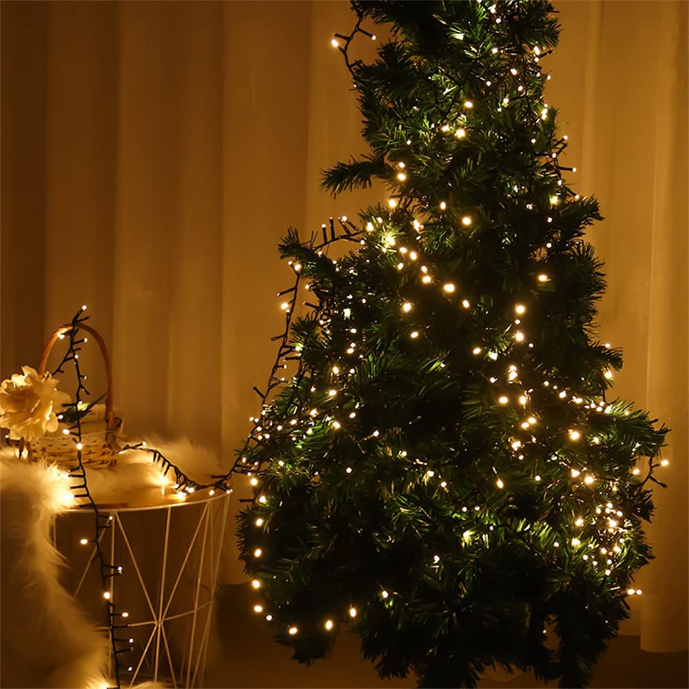 JnDee Safe Voltage 500 Bright LEDs 50M Warm White Christmas Fairy Lights, 8 Modes/Memory/Timer/10M Lead
