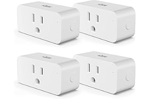 KMC Smart Plug Slim 4-Pack, Low-Profile Wi-Fi Outlet for Smart Home, Remote Control Lights and Devices from Anywhere, No Hub Required, ETL Certified, Compatible with Alexa and Google Home, White