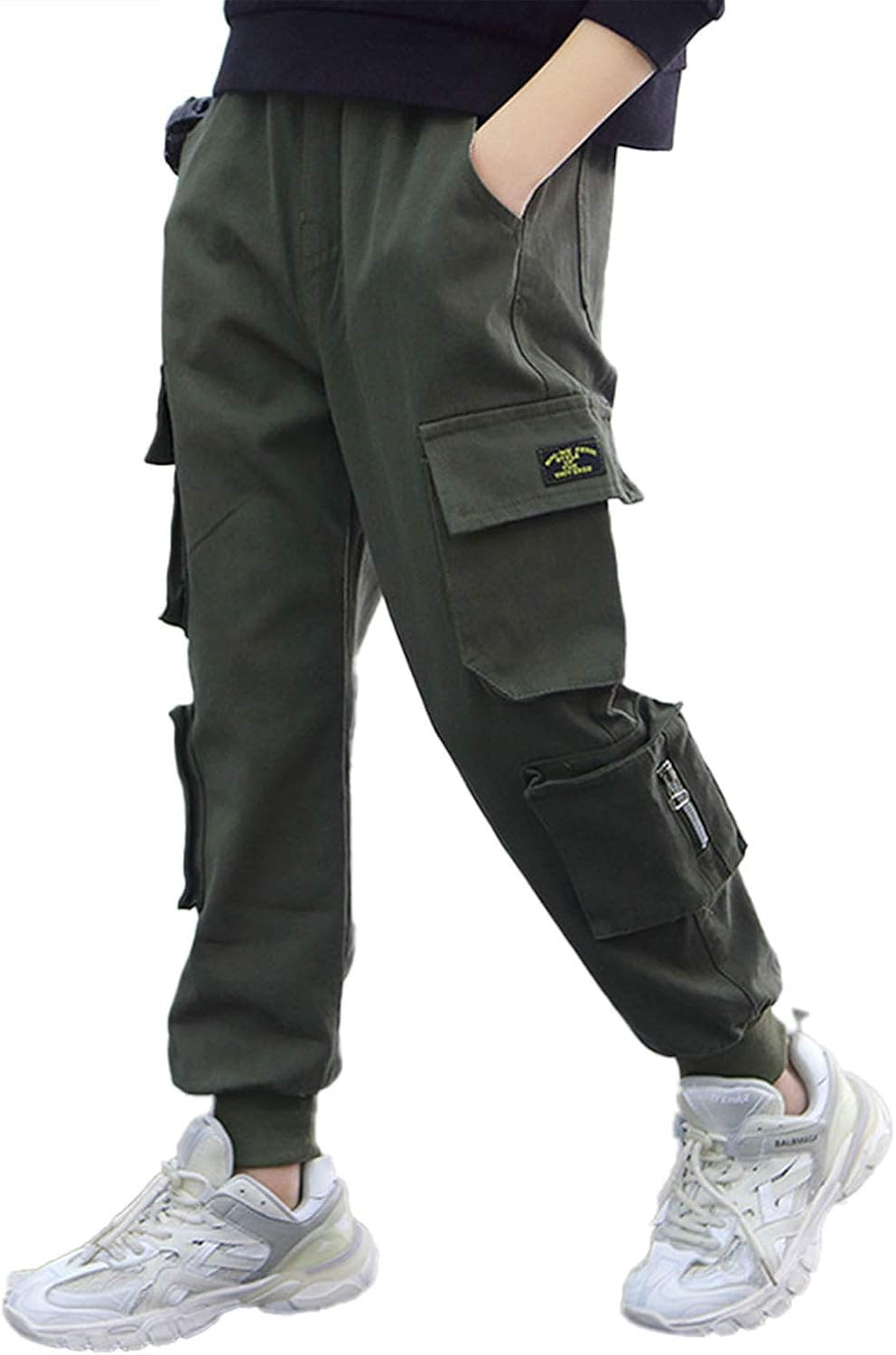 iiniim Kids Boys Fashion Cool Style Cotton Jogger Cargo Pants Loose Fit