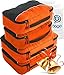 4 Travel Packing Cubes For Luggage Organizer / Suitcase + 6 Toiletry and Laundry Organizers (2_Large+2_Medium, Orange)