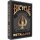 Bicycle Black and Gold Metalluxe Playing Cards Premium Foil Deck | Elegant gold foil on black cards, Durable foil resists flaking, Air Cushion Finish, Made in USA, Collectible