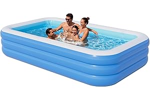 Benass Inflatable Pool for Kids and Adults, 142" x 71" x 21" Blow Up Pools, Rectangular Family Swimming Pool