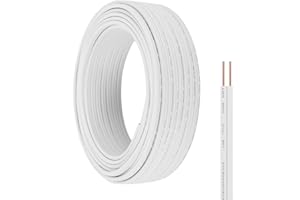 SBQWMZON 18 Gauge 2 Conductor Electrical Wire SPT-2 50Ft 18/2 Low Voltage 18 AWG Wire Flexible Wire Extension Cord Stranded Tinned Copper Wire for Lamp Lighting LED Strips White