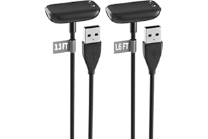Dismau 2Pack for Fitbit Charge 6/Charge 5/Luxe Charger Replacement Charging Cable Cord for Fitbit Luxe/Charge 5/Charge 6 [3.3 ft/1.6 ft]