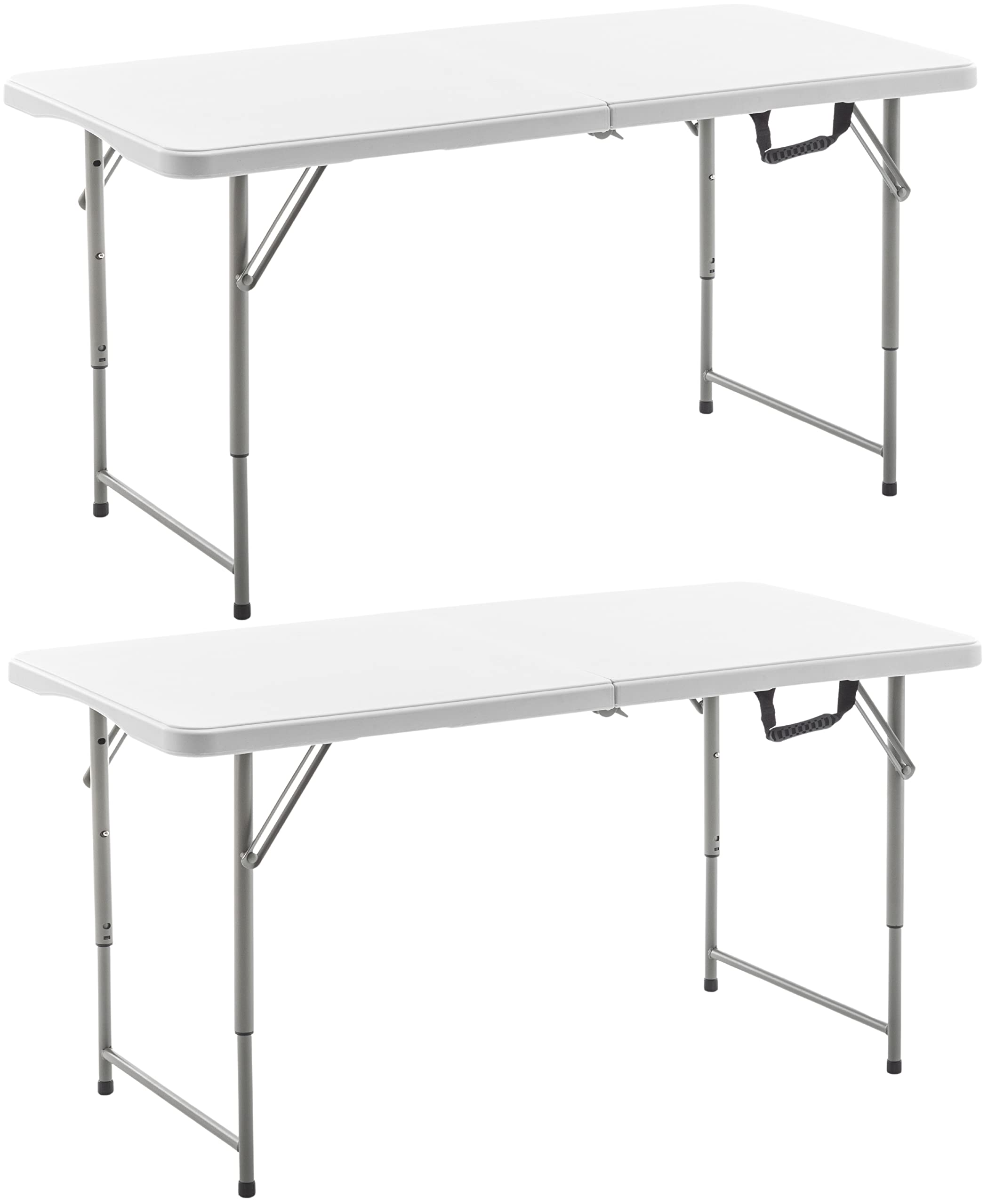 Photo 1 of *****ONLY ONE******* BTEXPERT , 4 Feet Plastic Folding Table Height Adjustable Portable Carrying Handle Indoor Outdoor Picnic Camping Office Home Party, White, Fold in Half