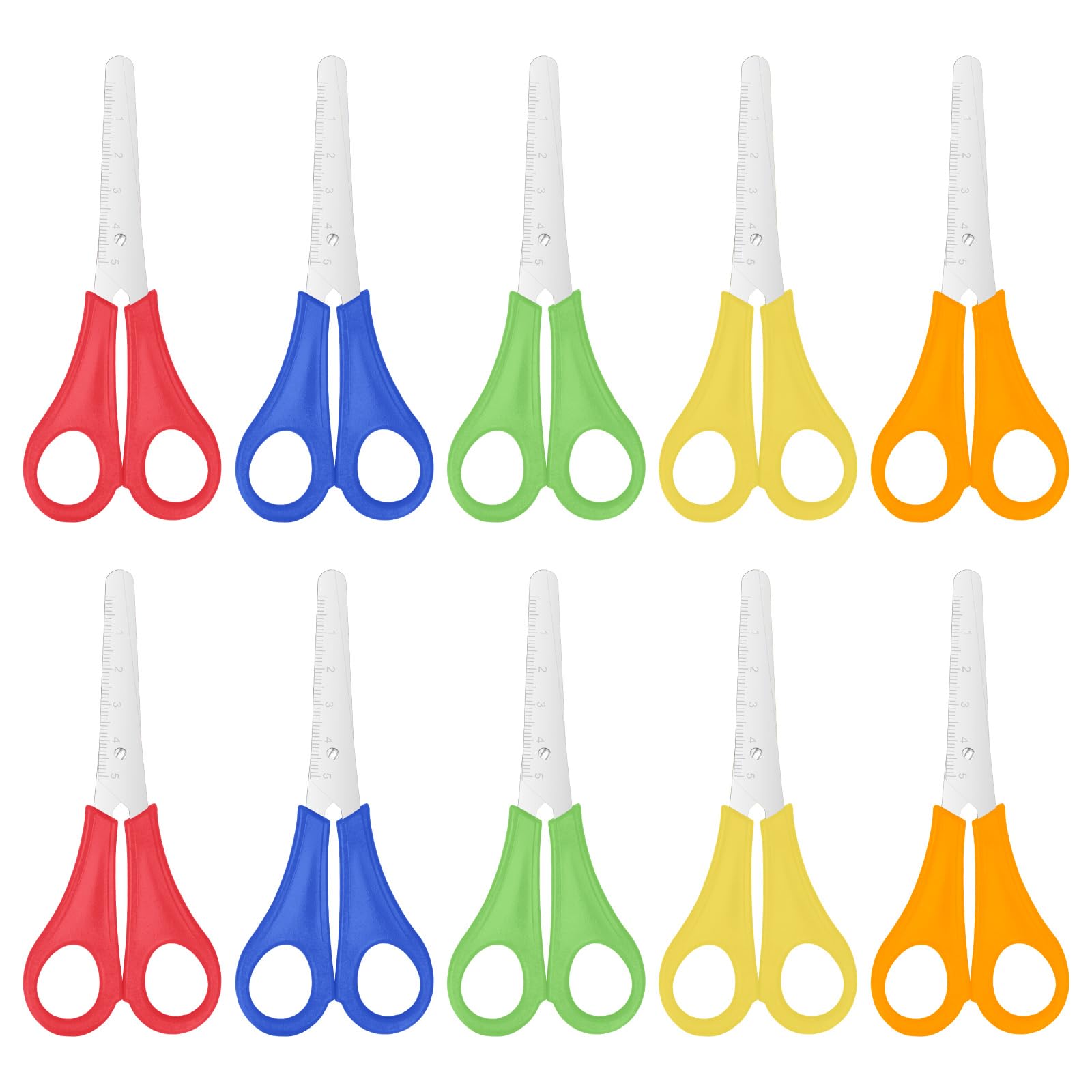 SUSNUAN 10PCS Kids Scissors with CM Scale for School Home DIY Arts & Crafts Projects, Children Safety Scissors with Blunt Tip, Compact, Plastic Handle