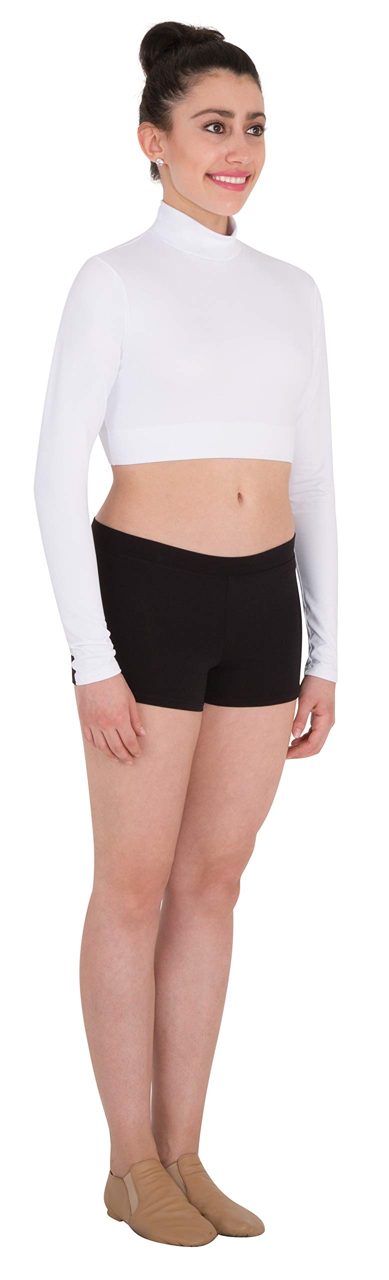 Body Wrappers Womens Long Sleeve Turtleneck Midriff Pull-Over