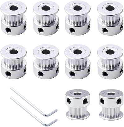 QitinDasen 10Pcs GT2 Timing Pulley 20 Tooth 5mm Bore Aluminum 3D Printer Belt