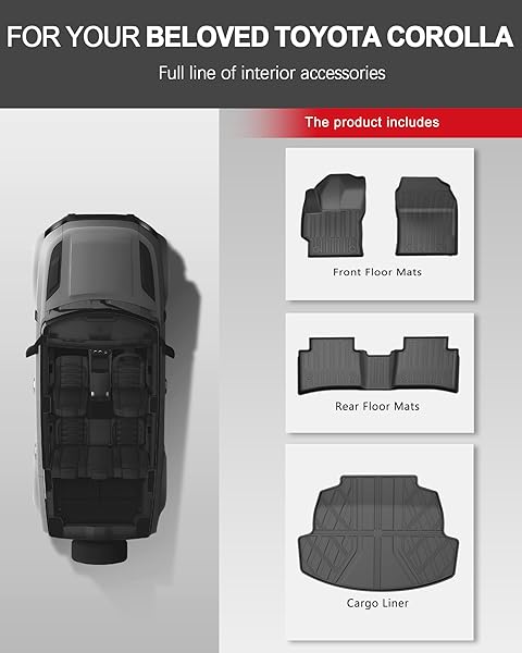 FOR TOYOTA COROLLA FLOOR MATS AND CARGO LINER 2020-2026 – ALL WEATHER FLOOR MATS AND TRUNK MAT FOR TOYOTA COROLLA/COROLLA HYBRID SEDAN (NOT FIT COROLLA CROSS/HATCHBACK) 2025 2024 2023 2022 2021 2020