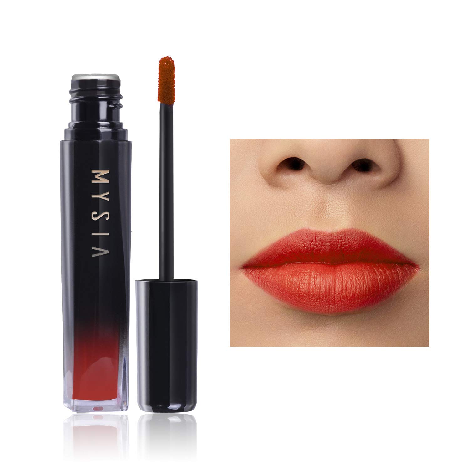 SIS MYSIA Red Liquid Lipstick Lip Gloss City Edition Makeup Synthetic Film Formers Free, Silicone Free, Cruelty Free, Ultra HD Lip Mousse (02#TOMATO RED)