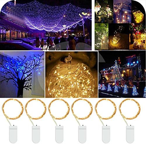 6 PCS Fairy String Lights,Honeyall Starry String Lights,6ft(2M) 20 Leds LED Moon Lights Copper Wire, Fairy Dress Costume Making-DIY Bottle Lights/ Mason Jars Light