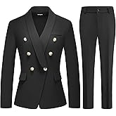 Lamgool Womens Suits 2 Piece Set Shawl Lapel Jacket and Pants Business Casual Outfits