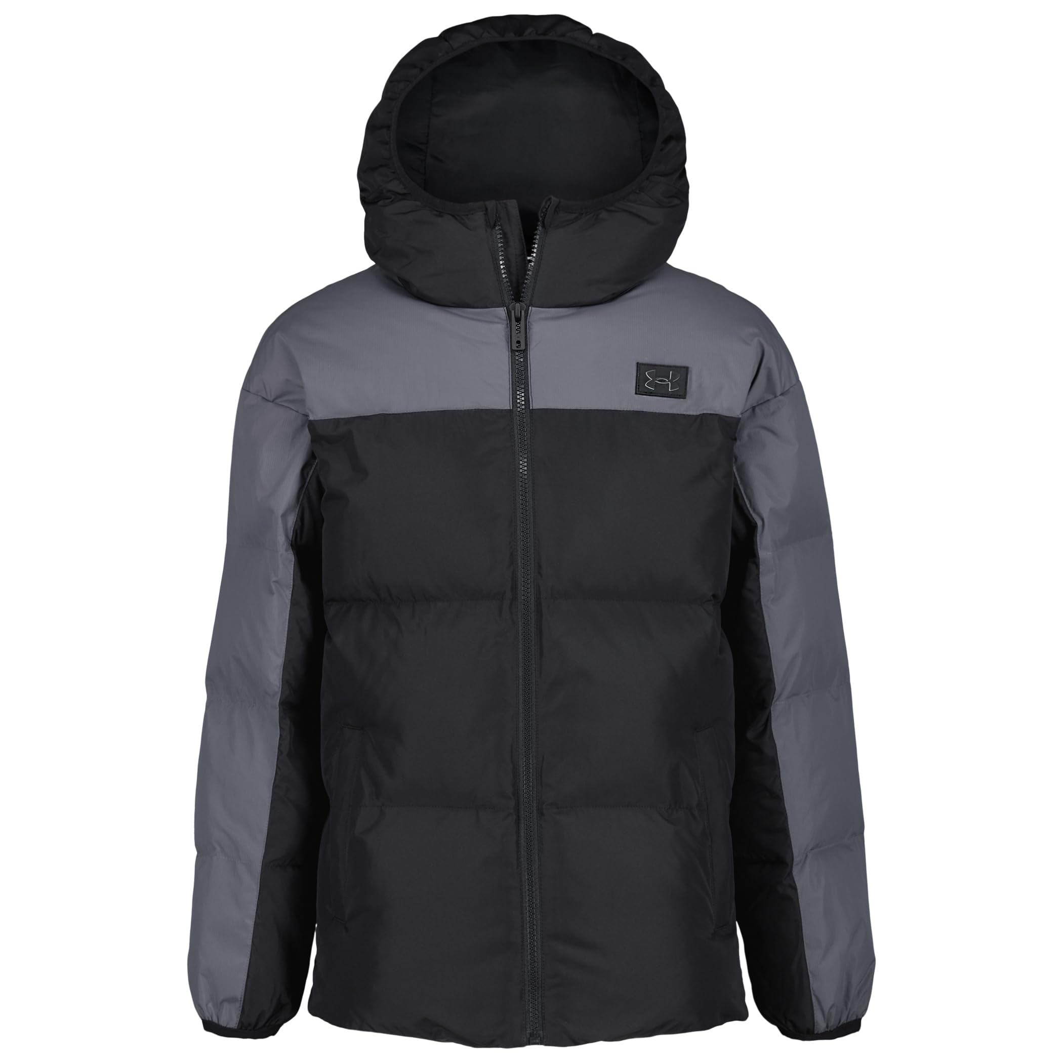 Under Armour Boys' Tuckerman Hooded Puffer Jacket, Windproof & Water Repellent, Black, 4 Image