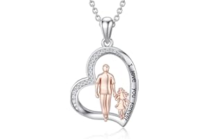 PROESS S925 Sterling Silver Daughter Heart Pendant Necklace from Dad Mom I Love You Forever Jewelry