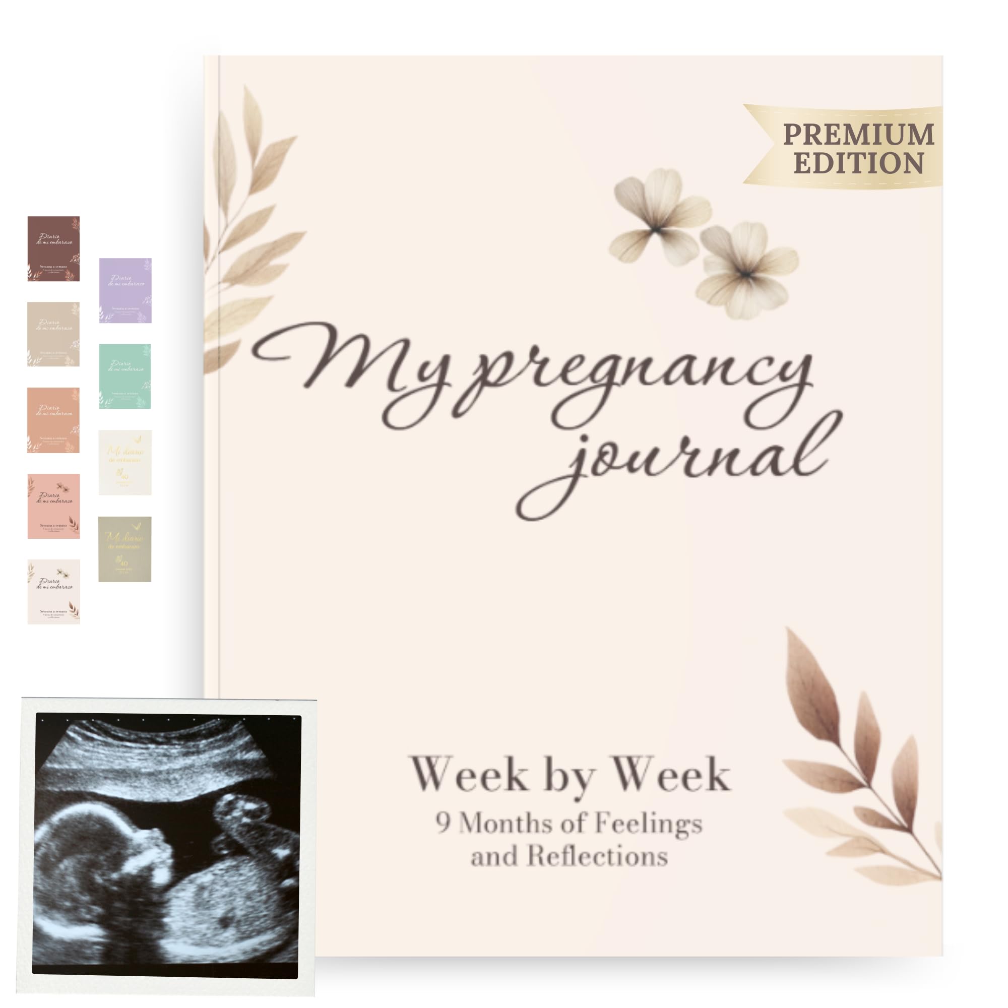 HuBorns - My Pregnancy Journal to Capture Every Moment Week by Week with Space for Photos and Ultrasounds, Pregnancy Diary to Keep the Most Special Memories, Maternity Journal (Nude, English)