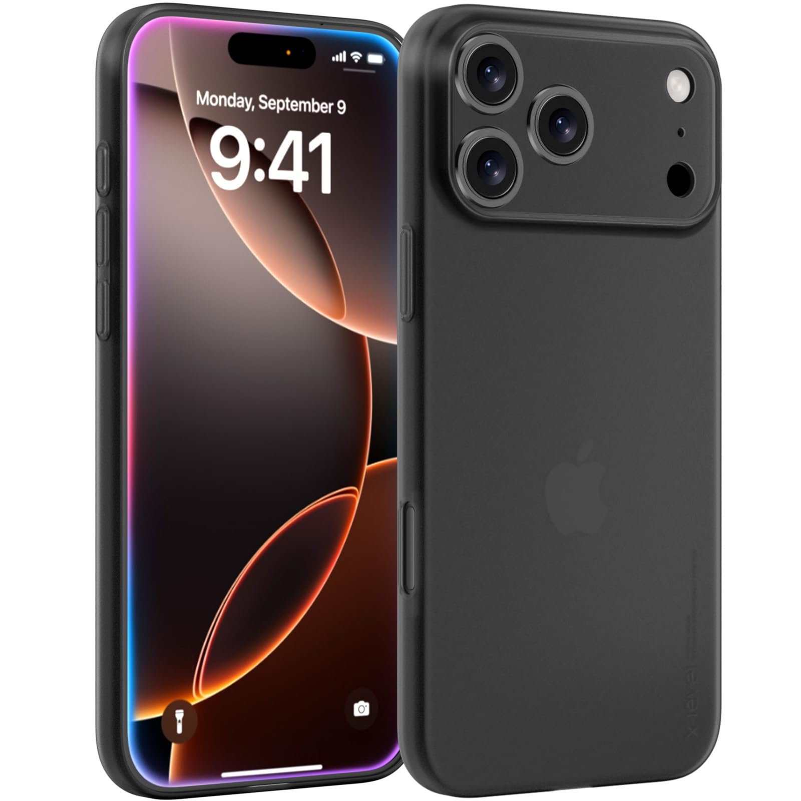X-level for iPhone 17 Pro Case,Extra Slim 0.3 mm Thin Translucent Matte Finish Cover Anti-Scratch Anti-Fingerprint Shockproof Phone Case for iPhone 17 Pro 6.3 inch, Translucent Black