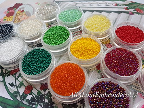 image for AllAboutEmbroideryUA Bead Embroidery kit, Lady in White, Needlepoint, 