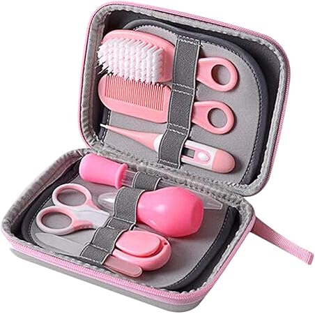 Amazon Co Jp ベビーグルーミング ベビーケア ベビー用品 セット 幼児 赤ちゃん 新生児 ギフトセット ケアマニキュアセット 歯ブラシ 指の歯ブラシ 爪切り 櫛 はさみ8本 可愛い 子供 爪 ヘア ケア グルーミング キット 全2色 ピンク ドラッグストア