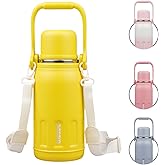 BJPKPK Insulated Thermal Water Bottle with Handle and Lid 27oz Stainless Steel Water Bottles Double Wall for Cold and Hot Beverages,Yellow