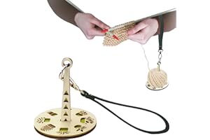 WOODOUNAI Portable Yarn Holder with Wrist Strap - Ultimate Yarn Organizer with Wrist Strap & Wooden Stand - Prevents Tangling for Effortless Crocheting and Knitting On-The-Go (Green)