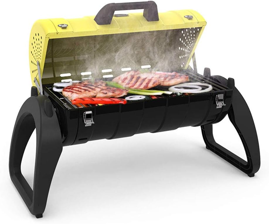 review ZJJ& BBQ Charcoal Barbecue Grill Outdoor Home Portable Grilled Carbon Stove Grill(Blue)