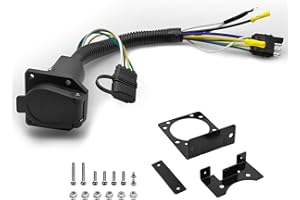 MAXANDA Multi Tow Trailer Wiring Harness 4 Way Flat to 7 Pin Round Blade and 4 Way Trailer Wiring Harness Truck Side Adapter Kit 4 Flat to 7 Round Trailer Light Plug Dual-Output Connector