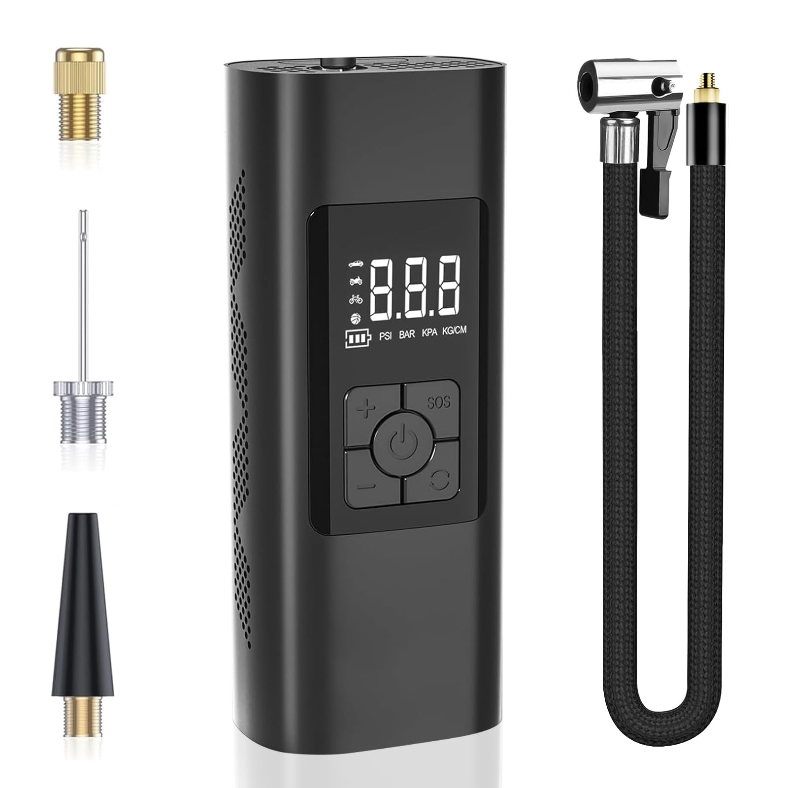Photo 1 of GrJyls Tire Inflator Portable Air Compressor - Air Pump for Car Tires with Tire Pressure Gauge (120 PSI) - Portable Tire Inflator for Car, Tire Pump for Motorcycle, Bicycle and More