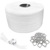 3/4" x 330' Woven Cord Strapping Roll with 50 Pack Metal Wire Buckles, Heavy Duty Poly Packaging Strapping 2400 lbs Break Strength, Polyethylene Braided Rope for Pallet Shipping &amp; Industrial Bundling