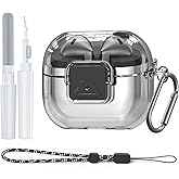 for Samsung Galaxy Buds3 FE (2025) / Buds3 Pro (2024) / Buds 3 Case (2024) with Secure Lock Clip, Flexible TPU Clear Case with Cleaner Kit&Carabiner&Lanyard (Clear)