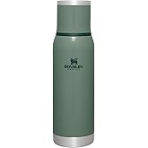 Stanley Adventure-To-Go Vacuum Bottle 25 oz | Wide Mouth with Leakproof Cup Lid | Keep Drinks Hot or Cold | Packable for Travel | Insulated Stainless Steel Thermal Bottle | BPA-Free | Hammertone Green