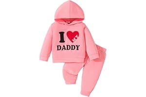 Baby 2 Piece Outfit I Love Papa Sweatsuit Set Long Sleeve Hoodies Sweatpants Suit Cotton Cute Joggers Tracksuit